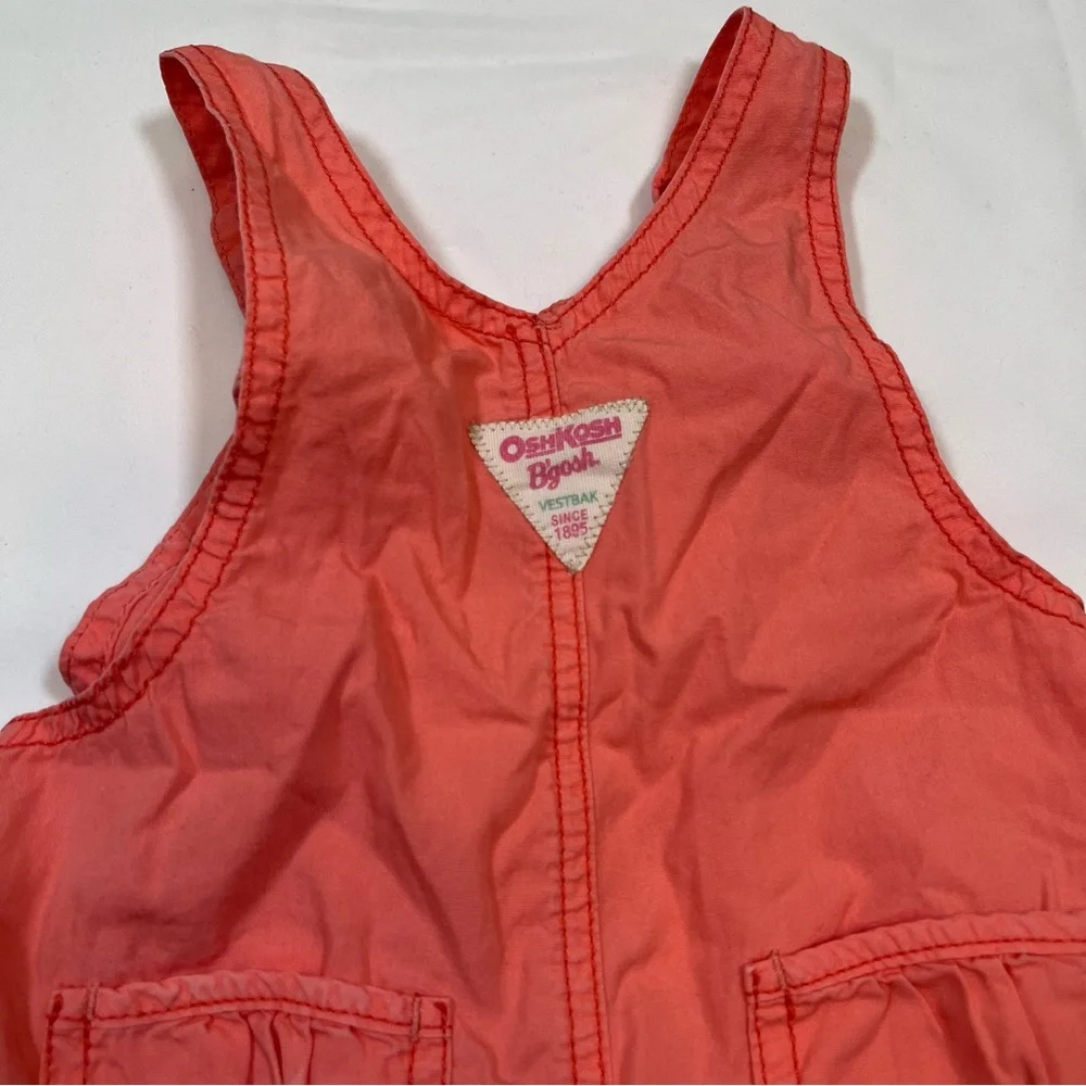 Vintage Oshkosh Overall Shorts Pink 12 Months Bib Cotton‎